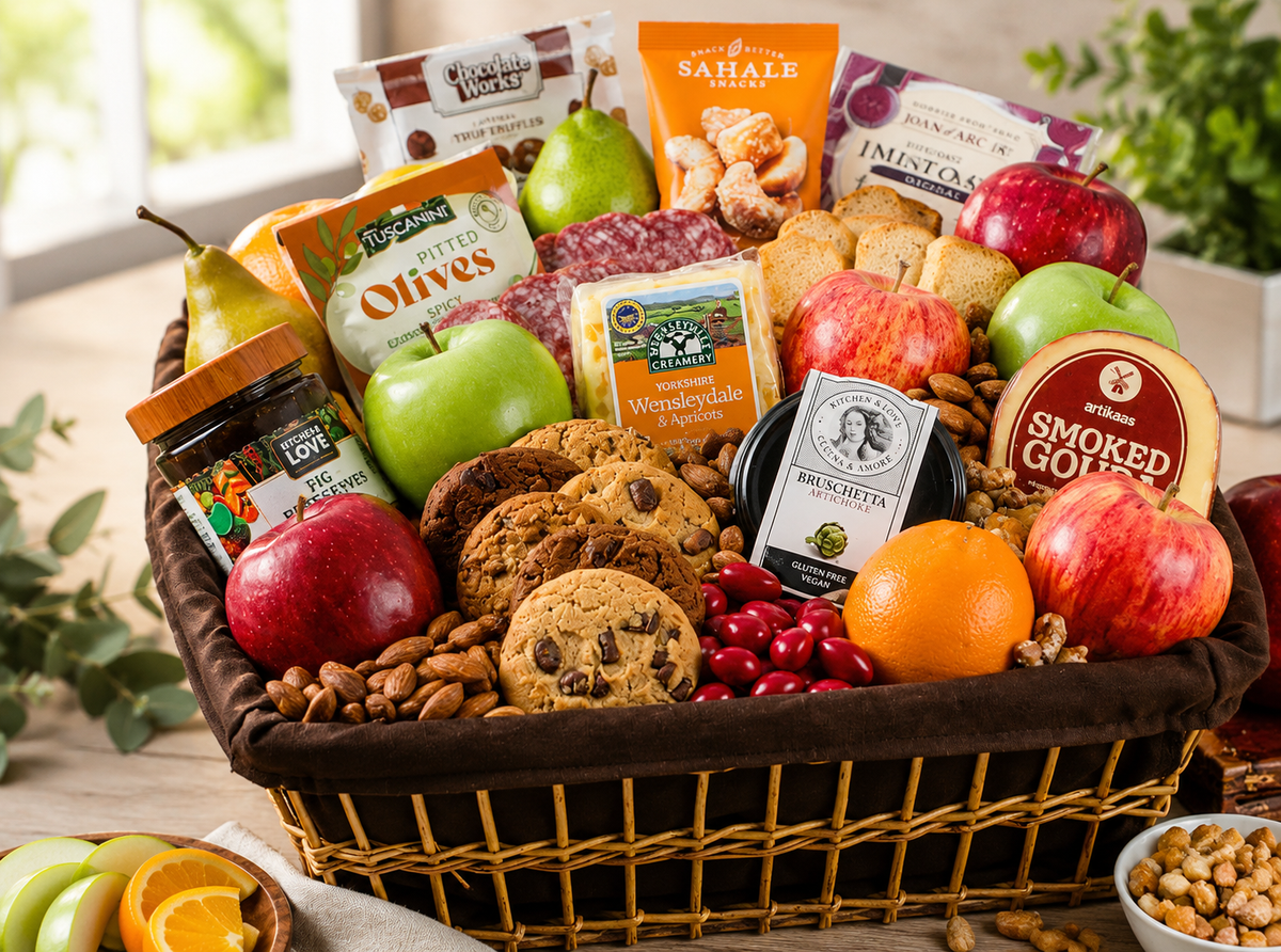 Gourmet Fruit & Savory Favorites Gift Basket