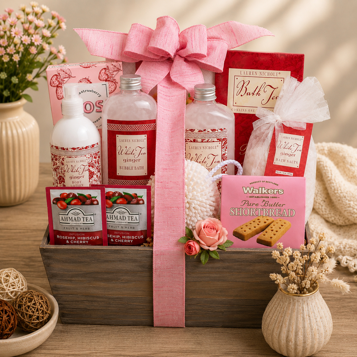 The At-Home Retreat: Tea & Ginger Spa Gift Basket