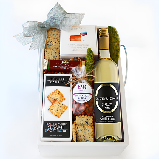 Chateau Diana Delight: Non-Alcoholic Wine & Cheese Gift Set