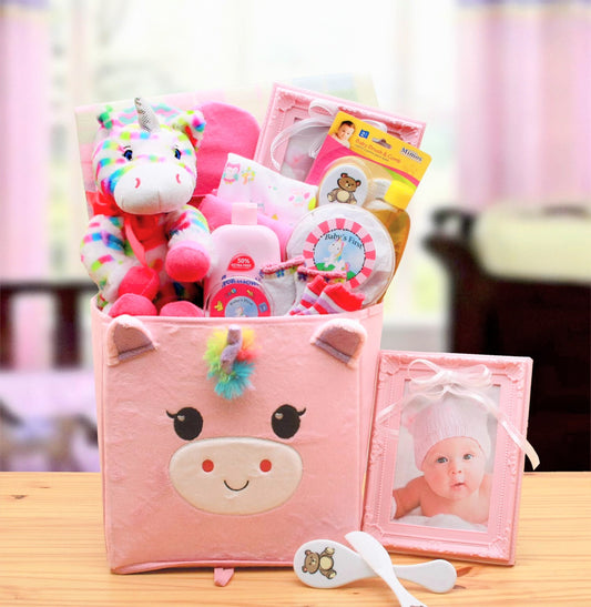 Dainty Tails New Baby Unicorn  Gift Basket