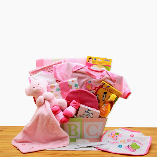 Easy as ABC New Baby Gift Basket - Pink