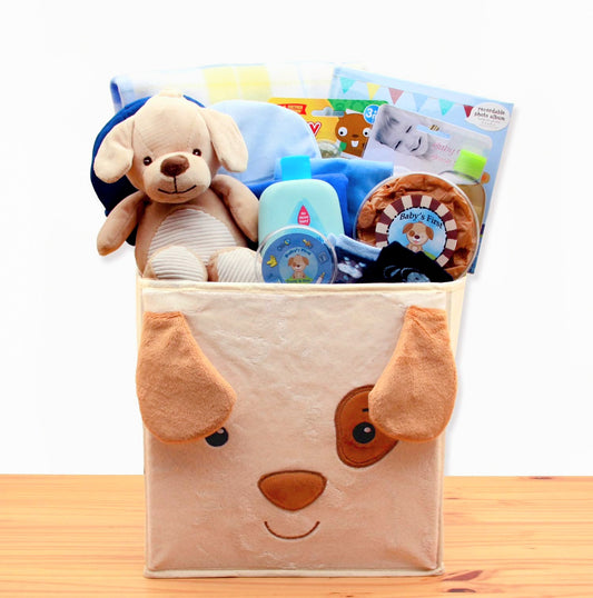 Puppy Tails Baby Boy Gift Basket