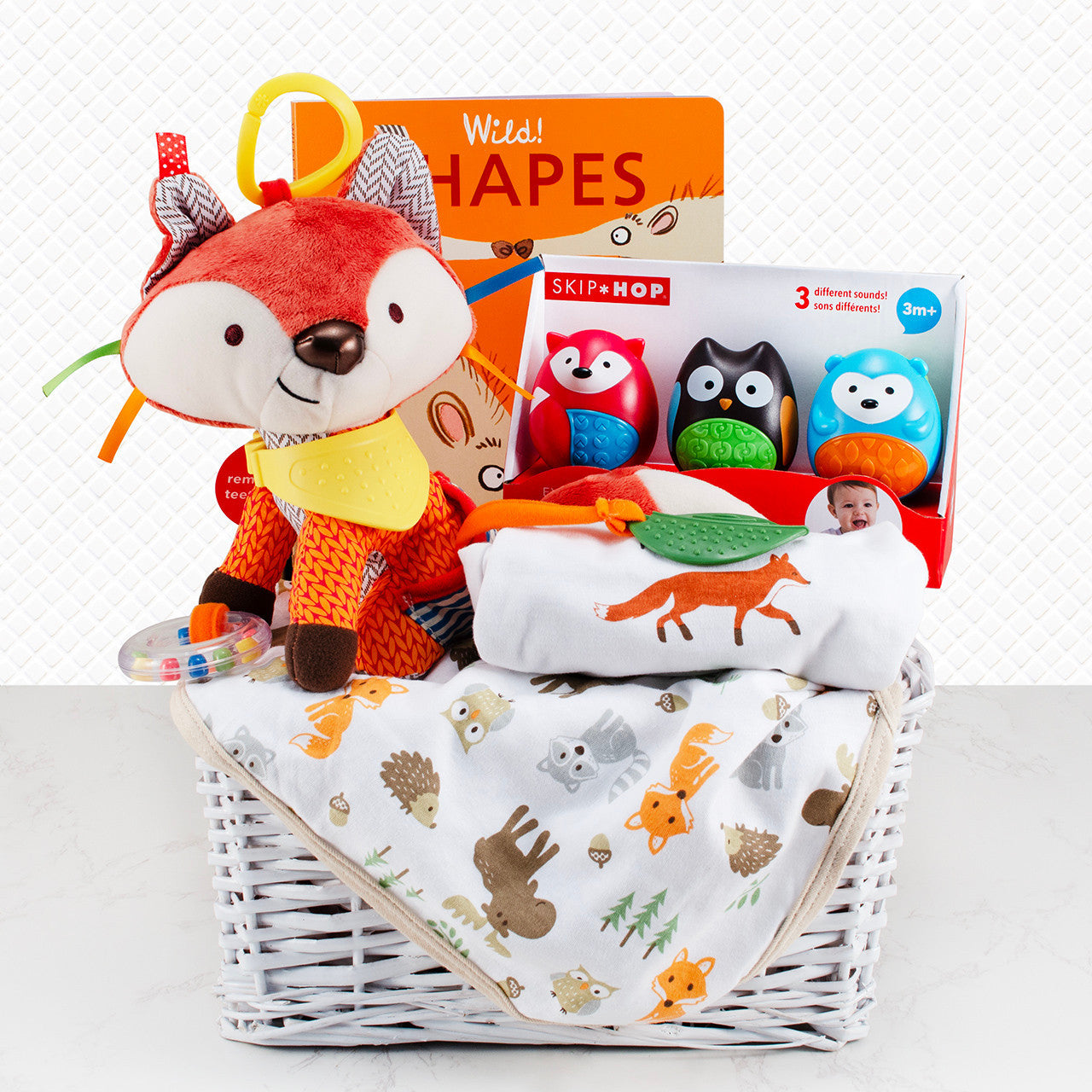 Cute Foxes: Baby Gift Basket