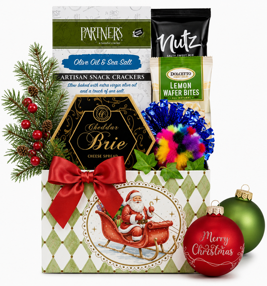 Merry Whiskers & Holiday Treats: Cat & Owner Gift Basket