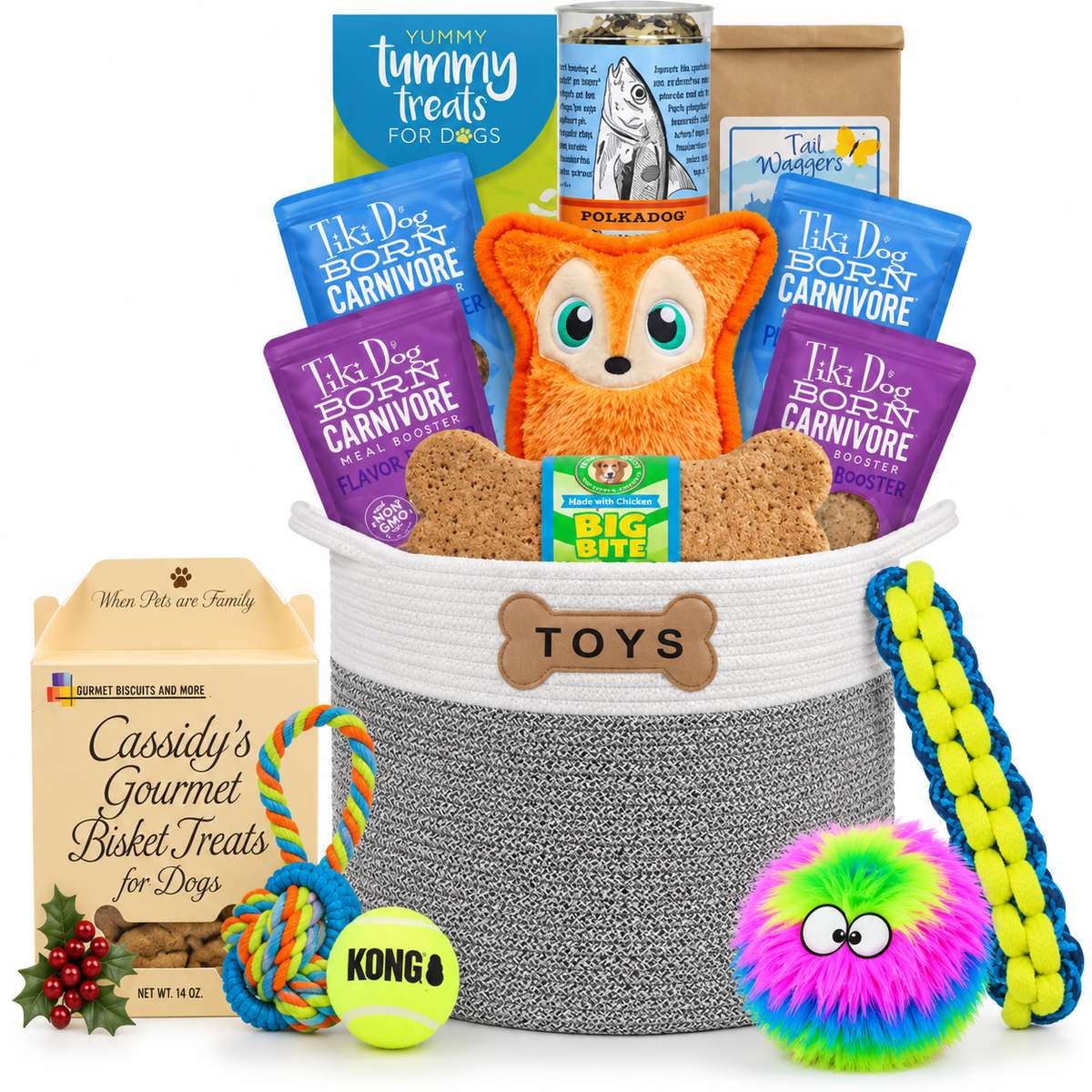 The Ultimate Christmas Pup Stash: Treats & Toys Gift Bin