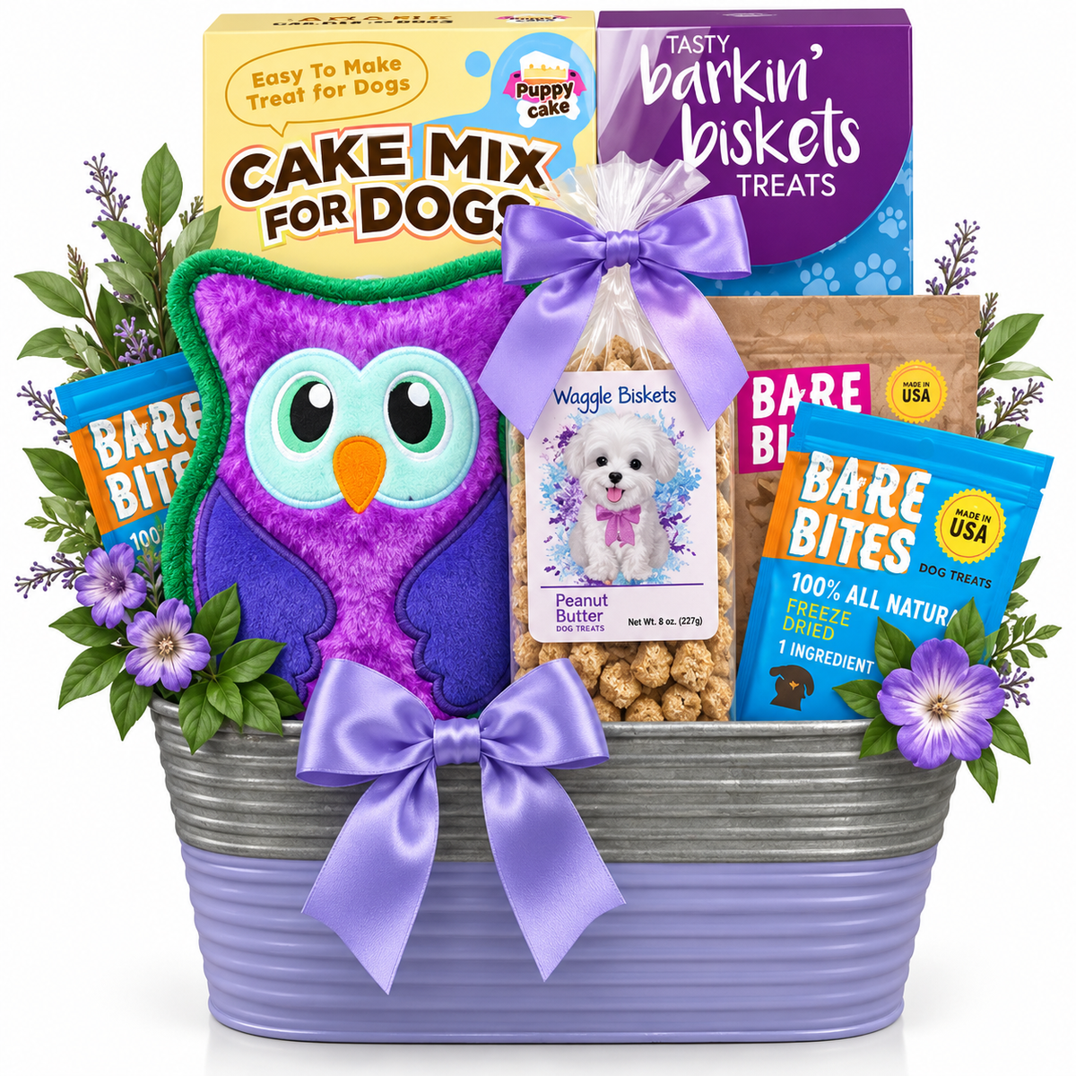 Party Animal: Dog Treat & Toy Gift Basket