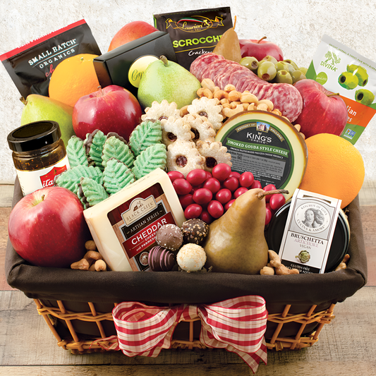 Bountiful Farmhouse Feast: Fruit & Snacks Gift Basket