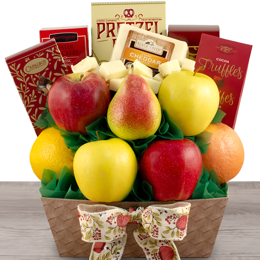 Bountiful Treats: Fruit & Snacks Gift Basket