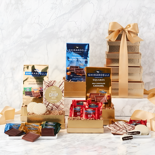 Golden Ghirardelli: Premium Chocolate Gift Tower